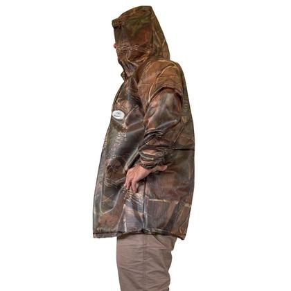 Imagem de Capa de Chuva Camuflada Impermeável Para Jardineira Profissional Reforçada Com Capuz Resistente Pvc Tipo Jaqueta Caça Pesca