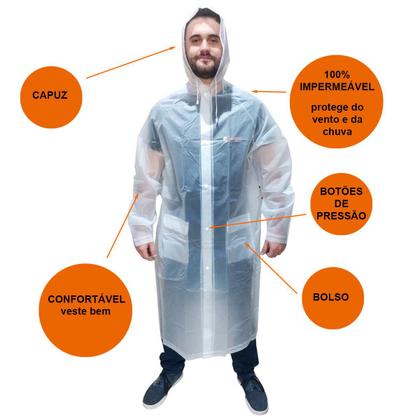 Imagem de Capa De Chuva Com Capuz Classe 100% Pvc  Unissex Impermeável