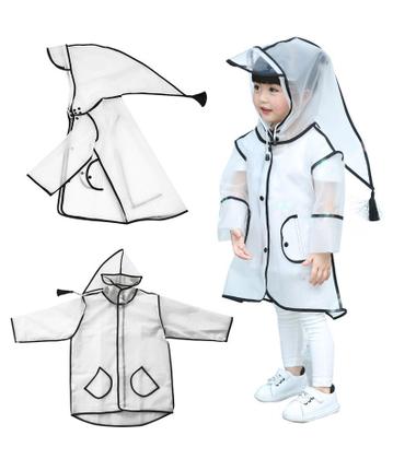 Imagem de Capa de Chuva com Touca Transparente Infantil M G GG Colorida Meninas e Meninos