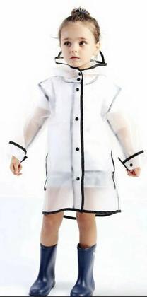 Imagem de Capa de Chuva com Touca Transparente Infantil M G GG Colorida Meninas e Meninos