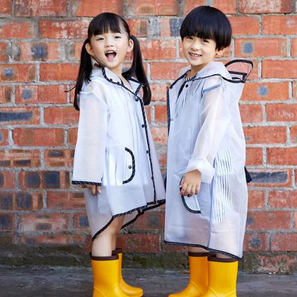 Imagem de Capa de Chuva com Touca Transparente Infantil M G GG Colorida Meninas e Meninos