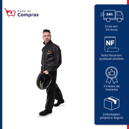 Imagem de Capa de Chuva Conjunto com Jaqueta e Calça PVC 0,28mm Combate Pioneira P M G GG XG Para Motoqueiro