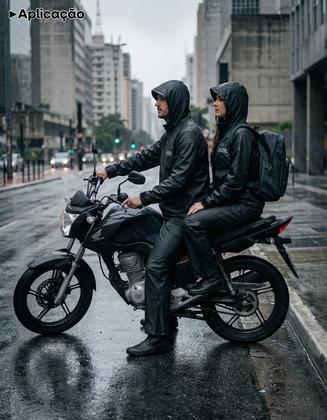 Imagem de Capa de Chuva Delta Com Capuz PVC Motociclista Motoboy