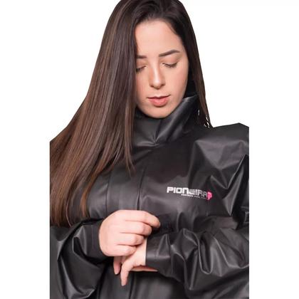 Imagem de Capa de Chuva Feminina Pioneira Combate PVC com Gola Moto