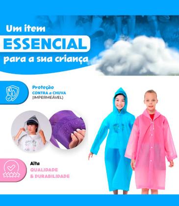 Imagem de Capa de Chuva Impermeável Rosa Infantil Reforçada Unissex