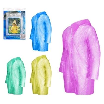 Imagem de Capa de Chuva Infantil com Capuz Impermeável Reutilizável Criança