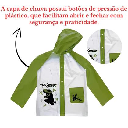 Imagem de Capa De Chuva Infantil Com Estampa De Desenho Impermeável Para Crianças Com Capuz Ajustável e Botão de Pressão - Semax