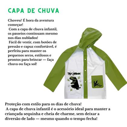 Imagem de Capa De Chuva Infantil Com Estampa De Desenho Impermeável Para Crianças Com Capuz Ajustável e Botão de Pressão - Semax