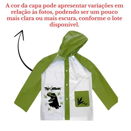 Imagem de Capa De Chuva Infantil Com Estampa De Desenho Impermeável Para Crianças Com Capuz Ajustável e Botão de Pressão - Semax