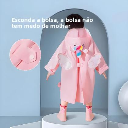 Imagem de Capa De Chuva Infantil Impermeável Com Mochila De Coelho E Unicórnio MELITTDEER