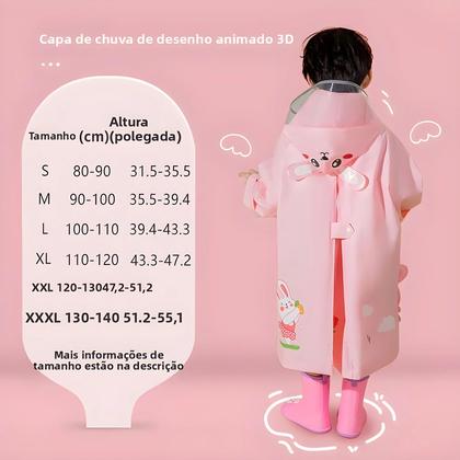Imagem de Capa De Chuva Infantil Impermeável Com Mochila De Coelho E Unicórnio MELITTDEER
