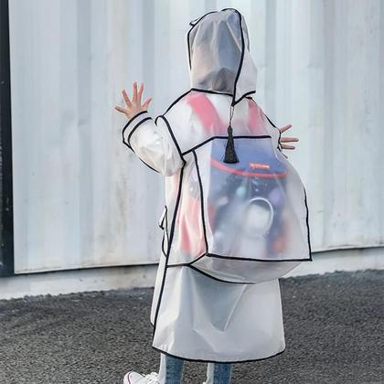 Imagem de Capa De Chuva Infantil Impermeável Com Suporte Para Mochila Em Plástico EVA Transparente Para