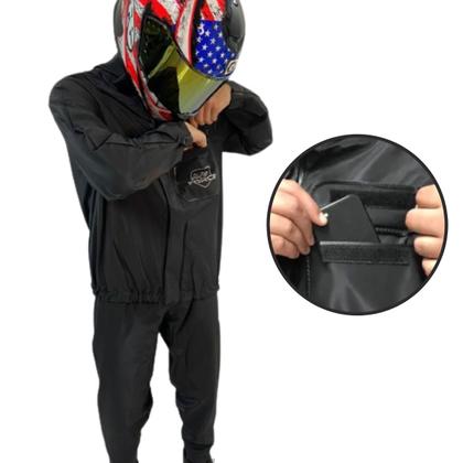 Imagem de Capa de Chuva Masculina Force ( Nylon Flex ) Conjunto Preto