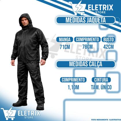 Imagem de Capa de Chuva Motoboy Impermeável Nylon Conjunto Jaqueta e Calça Motoqueiro Ciclista