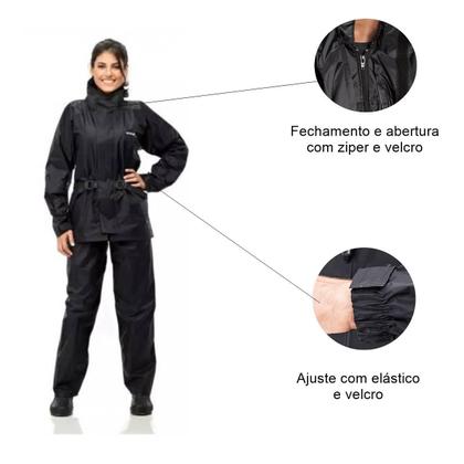 Imagem de Capa De Chuva Motoqueira Feminina Nylon Pantaneiro Com Gola