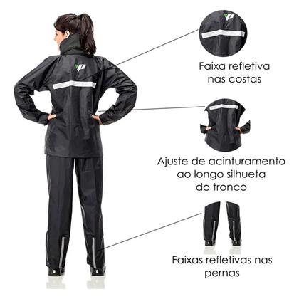 Imagem de Capa De Chuva Motoqueira Motoboy Feminina Nylon PP P M G Gg Ex