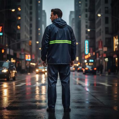 Imagem de Capa De Chuva Motoqueiro Com Faixa Refletiva E Capuz