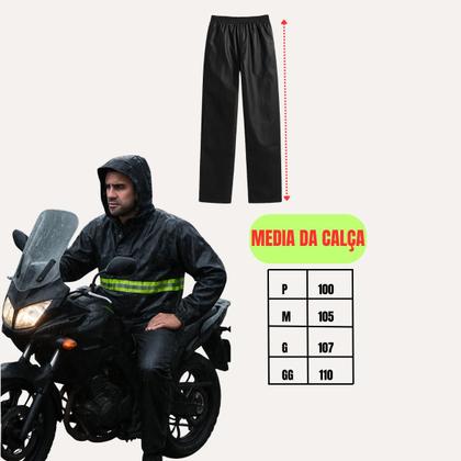 Imagem de Capa De Chuva para Motoqueiros PVC Impermeável Preta com Capuz Touca Jaqueta Calça Moto Proteção Motoboy Motociclista Novo Século