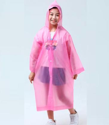 Imagem de Capa de Chuva Rosa Infantil Impermeável Reforçada Unissex