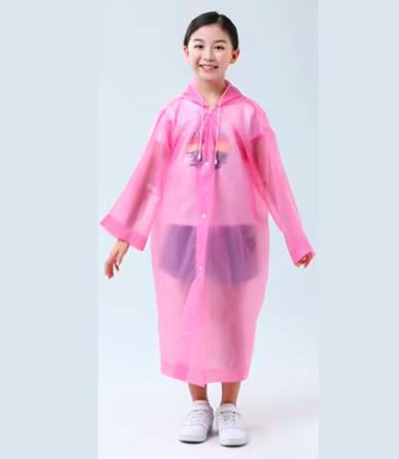 Imagem de Capa de Chuva Rosa Infantil Impermeável Reforçada Unissex