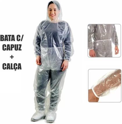 Capa de Chuva Transparente com Capuz Calça e Bota - 0,12mm - ST ...