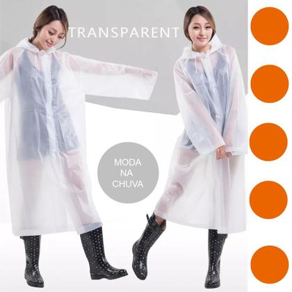 Imagem de Capa de Chuva Transparente em PVC para Mulher - Tamanho M