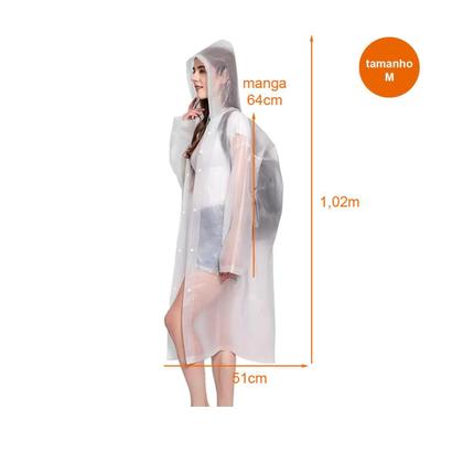 Imagem de Capa de Chuva Transparente em PVC para Mulher - Tamanho M