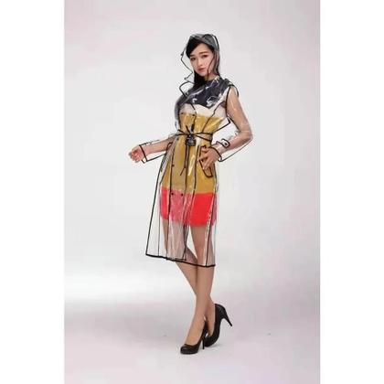 Imagem de Capa De Chuva Transparente Impermeável Com Capuz Para Mulheres E Homens, Jaqueta Longa Da Moda Com