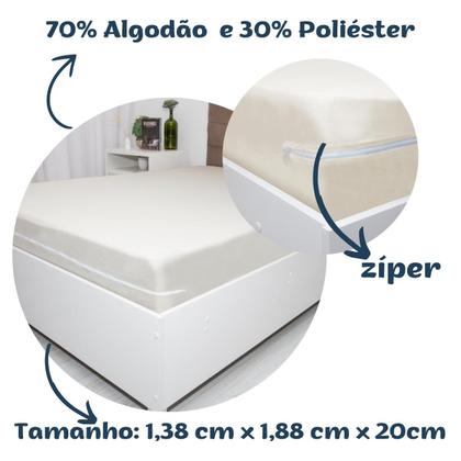 Imagem de Capa de Colchão Casal 20 cm Malha Liso Doce Vida 1 Peça com Zíper