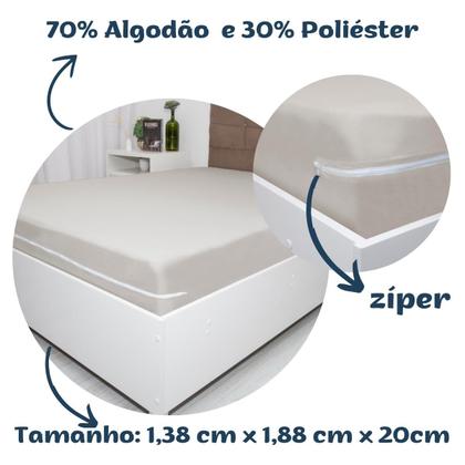 Imagem de Capa de Colchão Casal 20 cm Malha Liso Doce Vida 1 Peça com Zíper