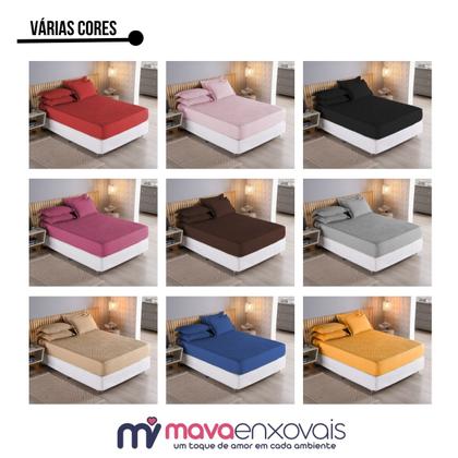 Imagem de Capa De Colchão Casal Kit Cama 3 Peças Matelado Elástico