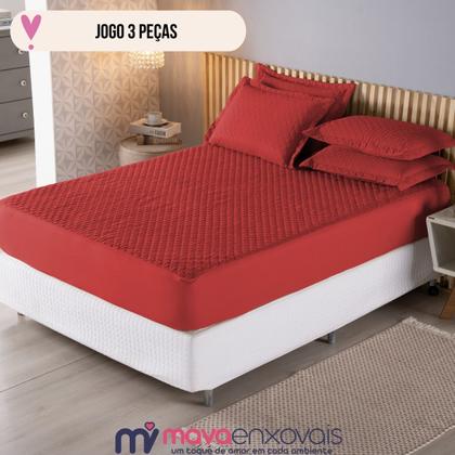 Imagem de Capa De Colchão Casal Kit Cama 3 Peças Matelado Elástico