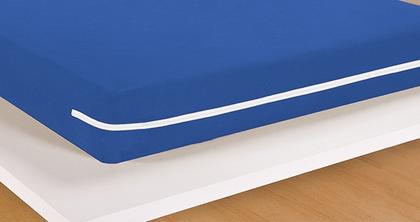 Imagem de Capa de Colchão CASAL Malha Gel com ZÍPER Protetor Cama Box AZUL