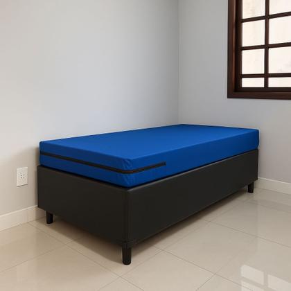 Imagem de Capa De Colchão Impermeável Solteiro com ziper cor azul