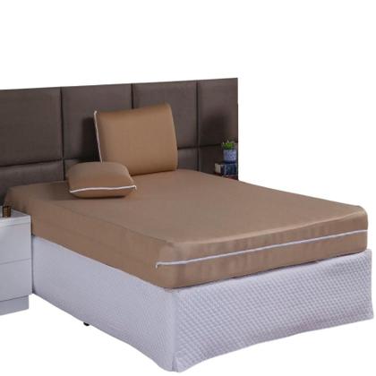 Imagem de Capa de Colchão Queen 30cm + Fronha com Zíper Malha Lisa 3 Peças