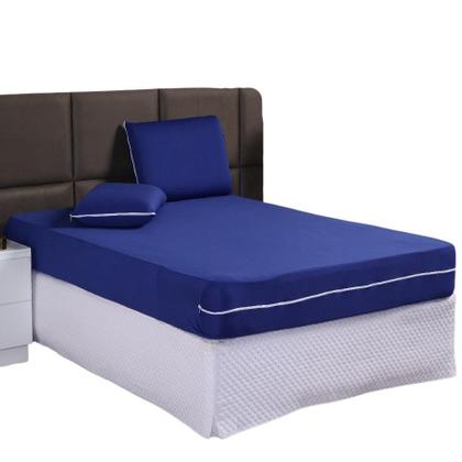 Imagem de Capa de Colchão Queen 30cm + Fronha com Zíper Malha Lisa 3 Peças