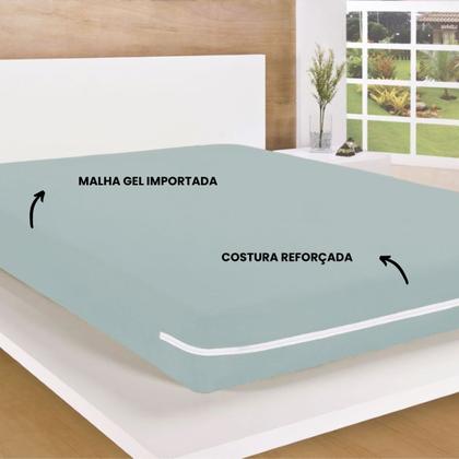 Imagem de Capa de Colchão Solteiro com Zíper Malha Elástica Adapta Fácil e Resistente Cinza