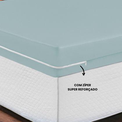 Imagem de Capa de Colchão Solteiro com Zíper Malha Elástica Adapta Fácil e Resistente Cinza