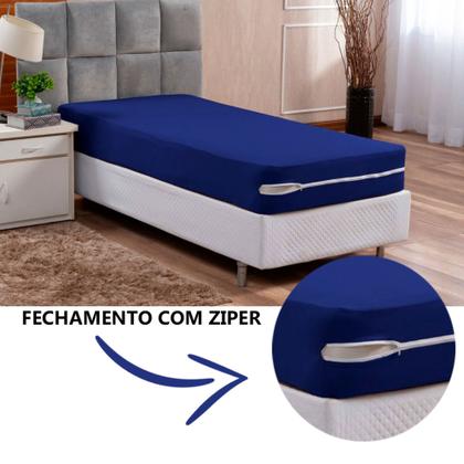 Imagem de Capa De Colchão Solteiro Tecido Malha Gel Grossa Com Ziper