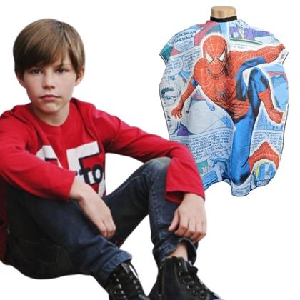 Imagem de Capa de corte infantil microfibra fecho ziper homem aranha