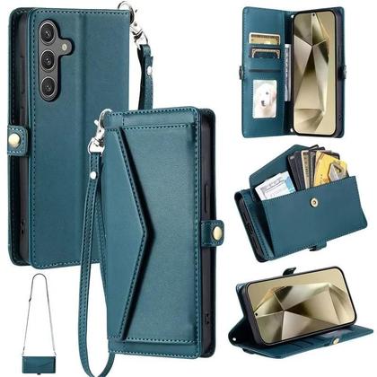 Imagem de Capa De Couro Com Cordão E Flip Wallet Para Samsung Galaxy Série a A15 A25 A35 A55 A05 A14 A24 A34