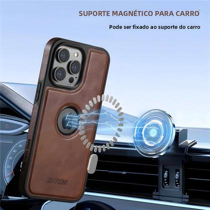 Imagem de Capa De Couro Luxuosa Com Carregamento Sem Fio MagSafe Para iPhone 15 16 17 pro Max 14Plus 13Pro 12
