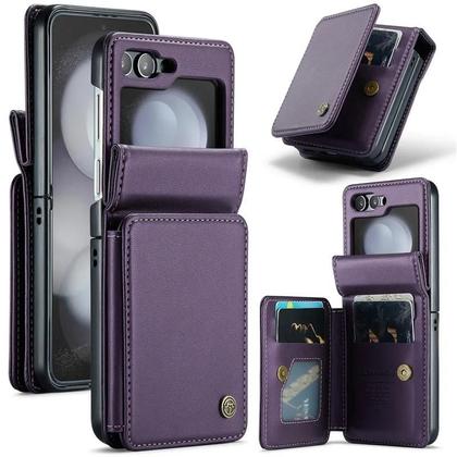 Imagem de Capa De Couro PU Magnética De Luxo Para Samsung Galaxy Z Flip 5 6 7 Com Porta-Cartões E Bolso