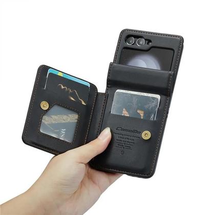 Imagem de Capa De Couro PU Magnética De Luxo Para Samsung Galaxy Z Flip 5 6 7 Com Porta Cartões E Bolso