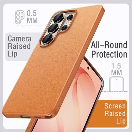 Imagem de Capa de couuro para Samsung Galaxy S26 Ultra, Compatível com Mag-Safee, Case para Celular Aderência Antiderrapante com B