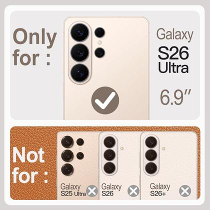 Imagem de Capa de couuro para Samsung Galaxy S26 Ultra, Compatível com Mag-Safee, Case para Celular Aderência Antiderrapante com B