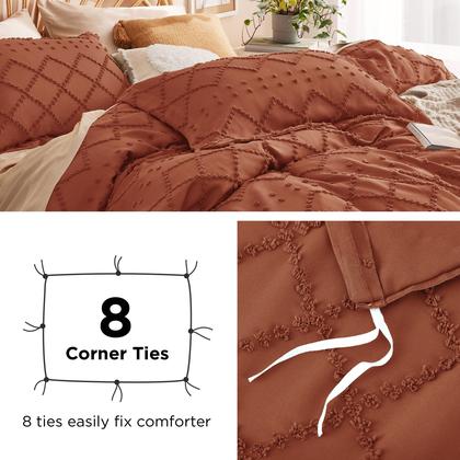 Imagem de Capa de Edredom Bedsure Boho King Size Terracota - com 2 Fronhas