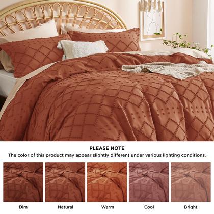 Imagem de Capa de Edredom Bedsure Boho King Size Terracota - com 2 Fronhas