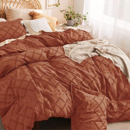 Imagem de Capa de Edredom Bedsure Boho King Size Terracota - com 2 Fronhas