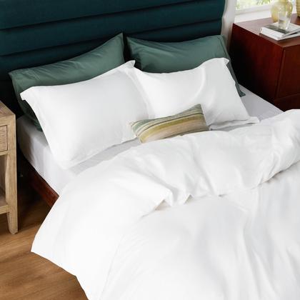 Imagem de Capa de edredom Bedsure branca King Size, eucalipto, algodão liocel